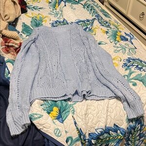 POPSUGAR Light Blue Cable Knit Sweater